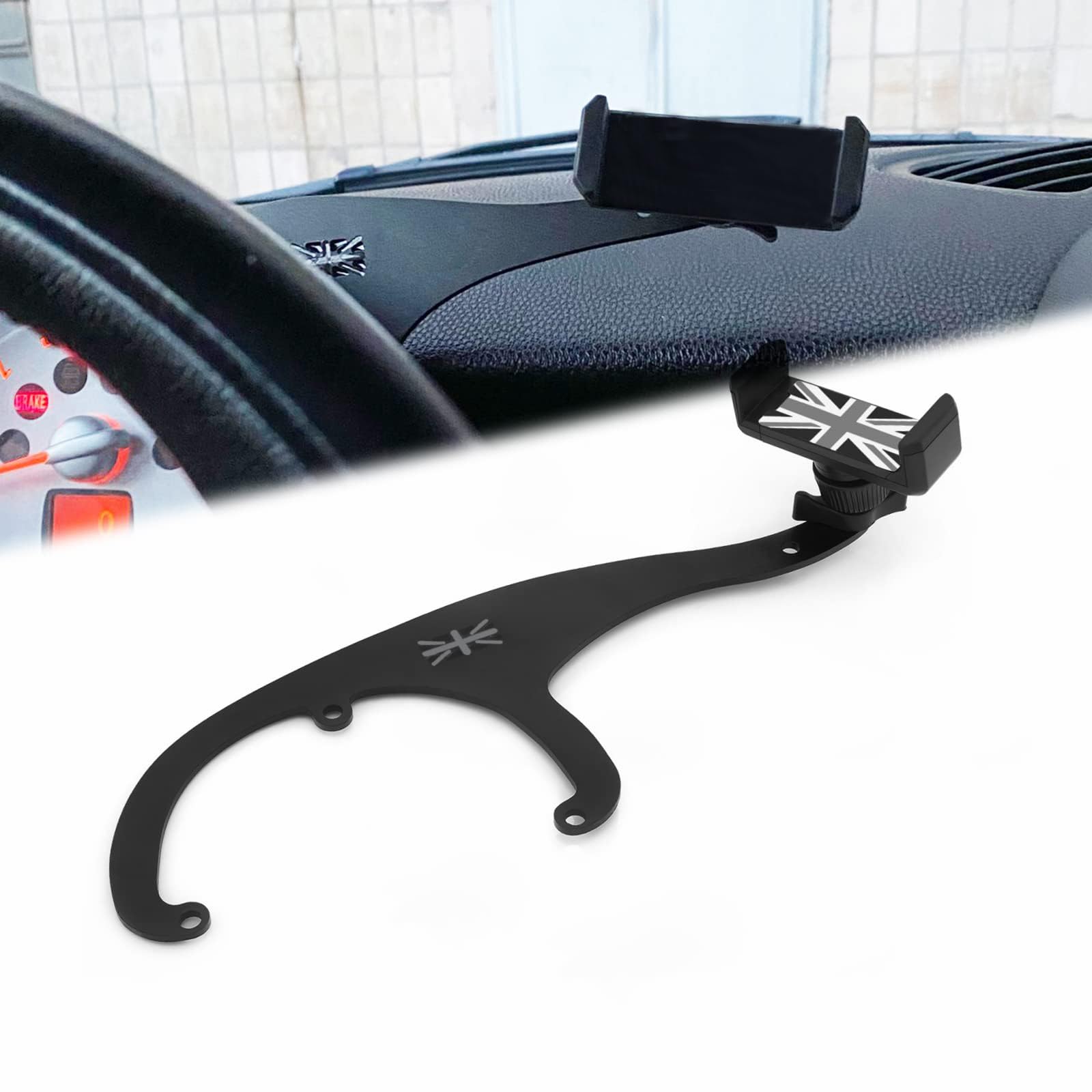 Heinmo Union Jack Grey Smartphone Cell Phone Mount Holder For Cooper R60 R61 Countryman Paceman 2010-2016 Car Phone Holder