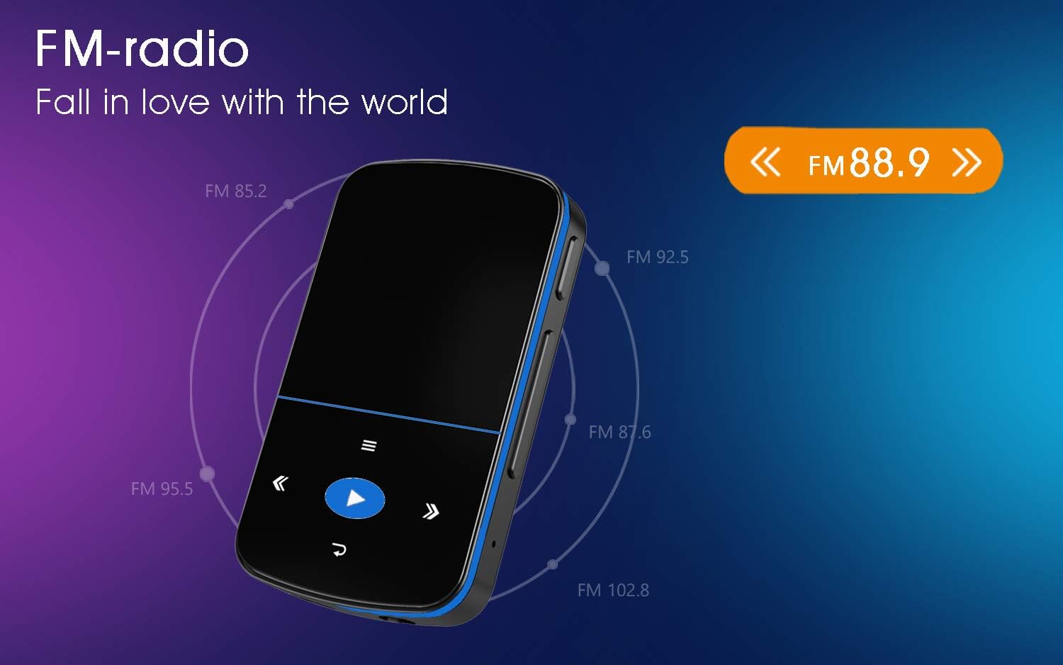 32GB Mini MP3 Player, Mibao MP3 Player with Bluetooth, Portable Music Player with Clip, Sport Pedometer, FM Radio, Vioce Recorder, Micro SD Slot, Expandable up to 64GB, Ideal for Sports: Electronics