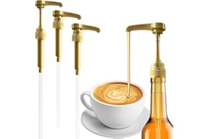 HIFLORA Gold Syrup Pump 4Pcs Pumps for Syrup Bottles Fits 750ml-25.4oz Bottles Syrup Pump Dispenser with No Dripping Coffee Syrup Pump Dispenser for Torani Monin DaVinci Jordan's Skinny and Upouria