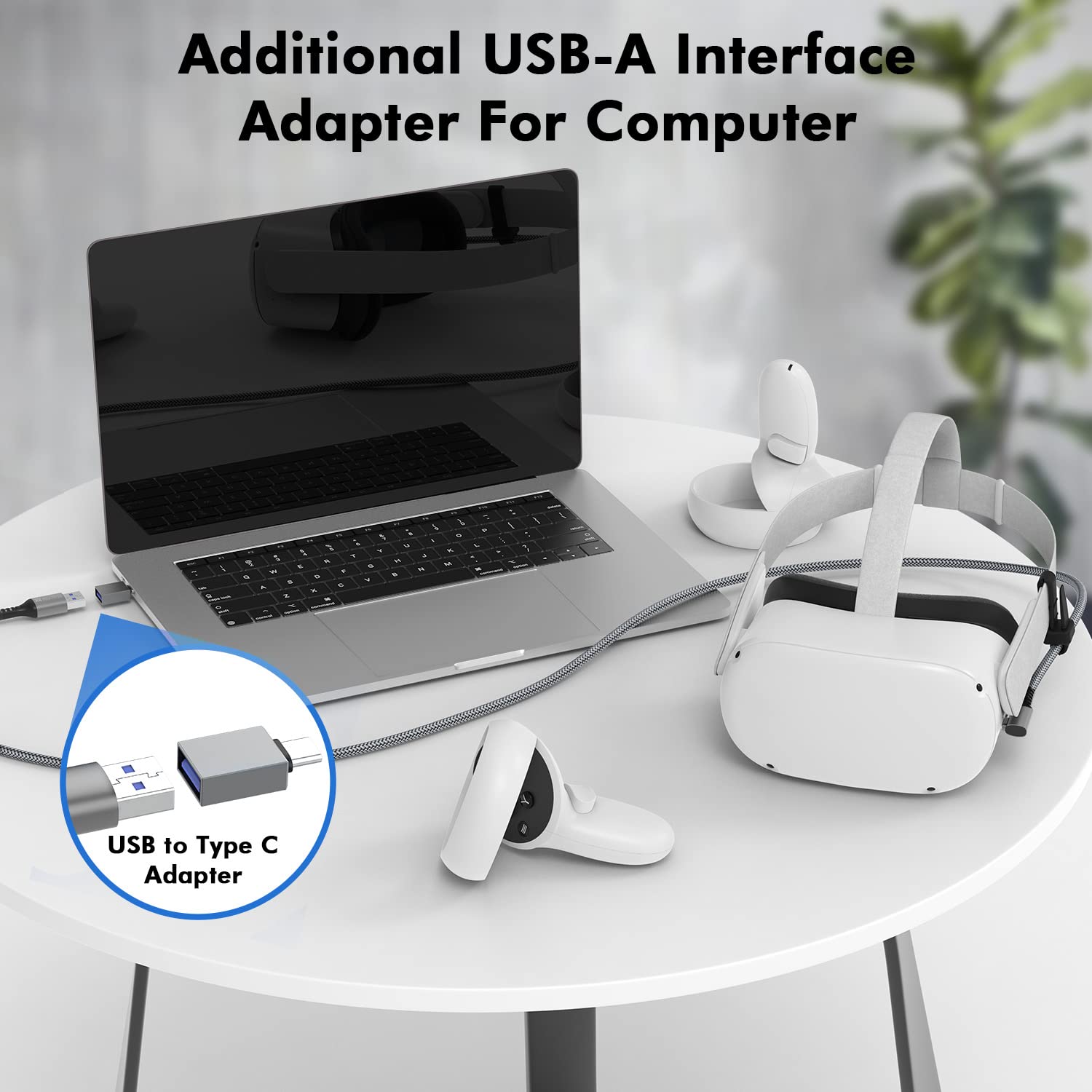 AMVR Link Cable Compatible with Quest 2/1 and PC/Steam VR, 6M Virtual Reality Headset Cable, USB 3.0 Type A to C VR Headset Cable with adapter, High Speed Data Transfer Charging Cord