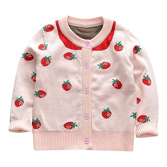 Kleinkind Mädchen Baby Langarm Strickjacke Stricken Pullover Kinder Mädchen Cartoon Erdbeere Muster Spezielle warme Shirt Ind