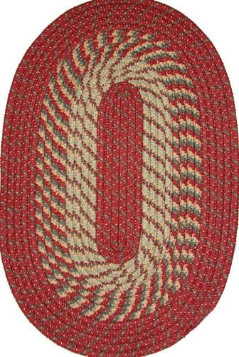 Plymouth 6' Round Braided Rug in Red/Olive