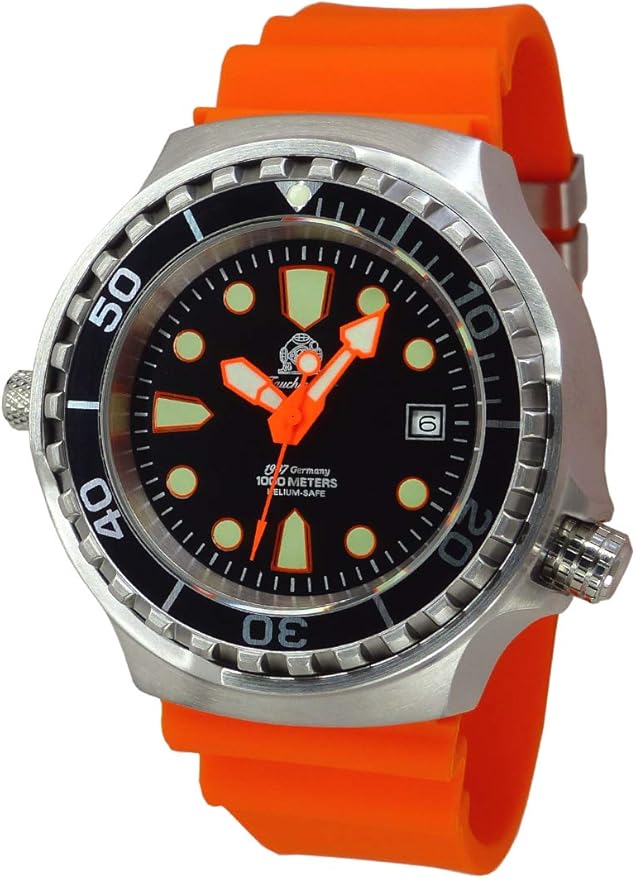 Tauchmeister Automatik, 1000 m Taucheruhr mit Helium Release Ventil und Saphir Glas T0264OR
