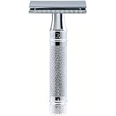 Edwin Jagger DES89KN Short Handled Classic Double Edge Manual Eco-Friendly and Reusable Safety Razor for Men and Women for Shaving Cream or Soap Fits All DE Razor Blades (Knurled)