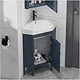 HXFAAFXH Corner Sink,Bathroom Vanity Cabinet with Ceramic Sink & Cabinet Set,Floor Standing Bathroom Vanity Sink Ceramic Wash Basin for Small Space(38x80cm)