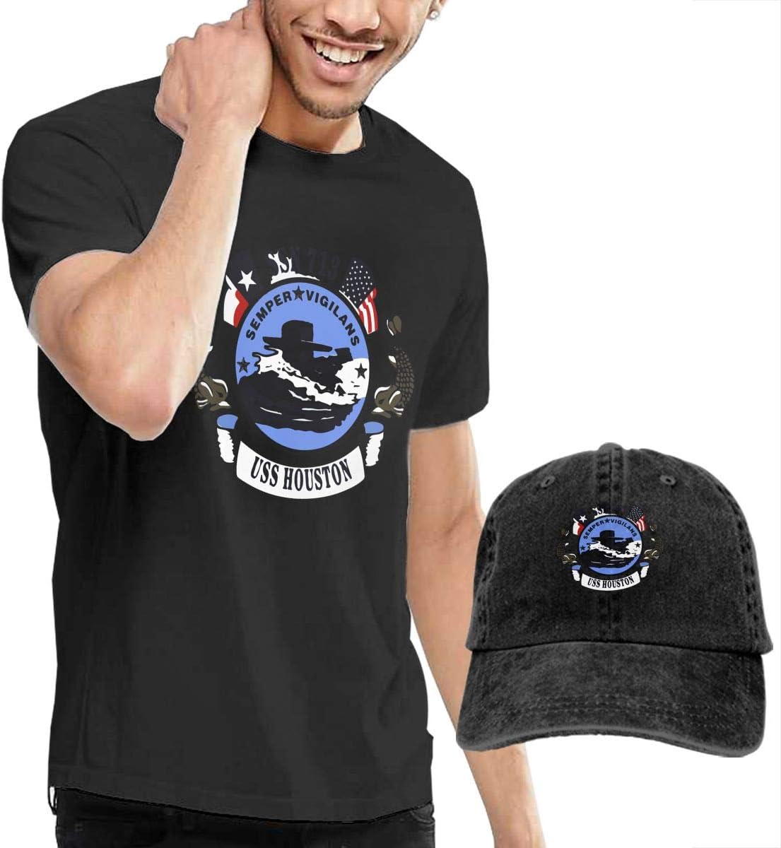 QqZXD USS Houston Fashion Men's T-Shirt and Hats Youth & Adult T-Shirts