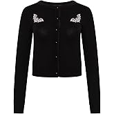Ro Rox Marya Cardigan Gothic Bat Embroidery Goth Knit Knitted Long Sleeve
