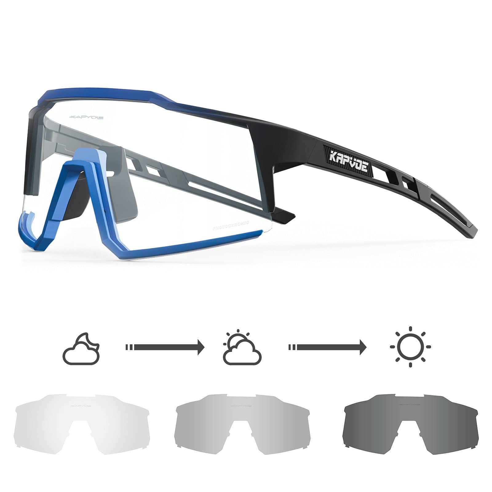 KAPVOE Photochromic Cycling Glasses Tr90 Frame For Men Women Clear Sports Sunglasses Mountain Bike Glasses Transparent MTB Bicycle Goggles Running 06
