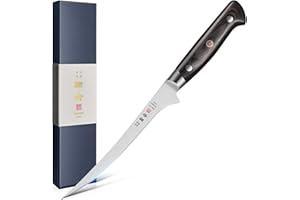 Kanngou 7 Inch Fillet Knife for Fish, AUS-8 Steel Japanese Boning Knife for Meat with Full-Tang Black Pakkawood and Premium G