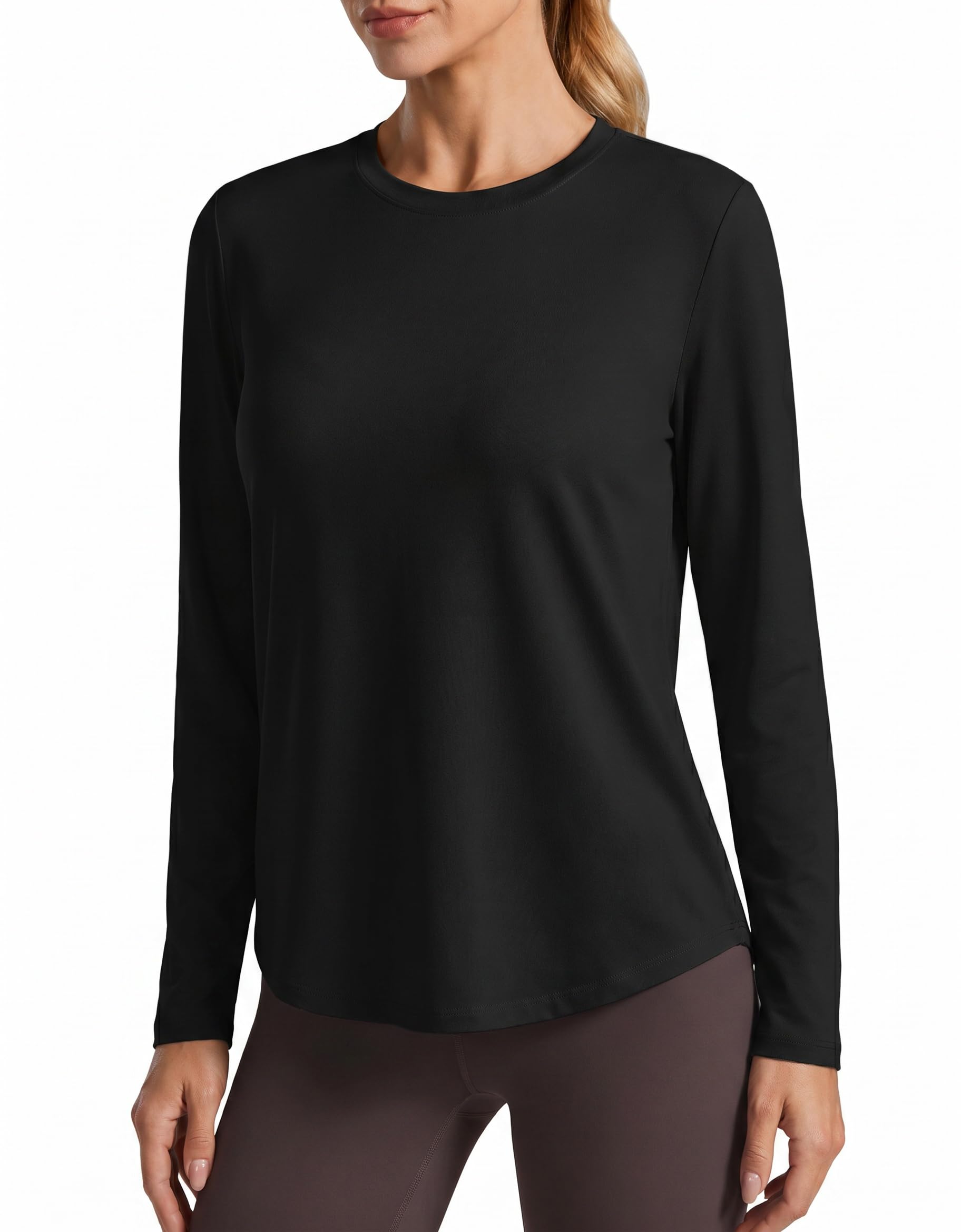 PINSPARK Soft Workout Tops for Women Long Sleeve Athletic Hiking Shirts | Soft, Moisture Wicking, Quick-dry, UV Protection, S