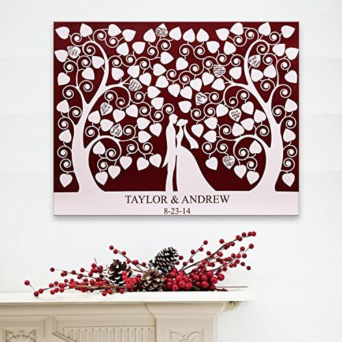 Wedding Guest Book Love Heart Tree Under The Lover Wedding Signature Canvas painting Can Be Printed According To The Name And Date Provided (No box) , 4060