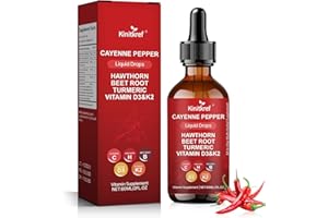 Kinitkref Vascu Flow Cayenne Pepper Drops 2000mg | with Hawthorn & Beet Root for Blood Flow Support | Natural Cardiovascular Supplement | Alcohol-Free & Vegan Liquid Drops (1 Bottle)