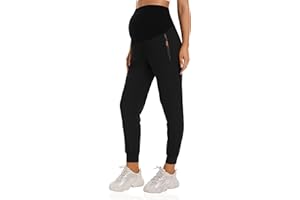 Foucome Women's Maternity Joggers Quick Dry Zipper Pockets Scrub Pants Pregnancy Sweatpants