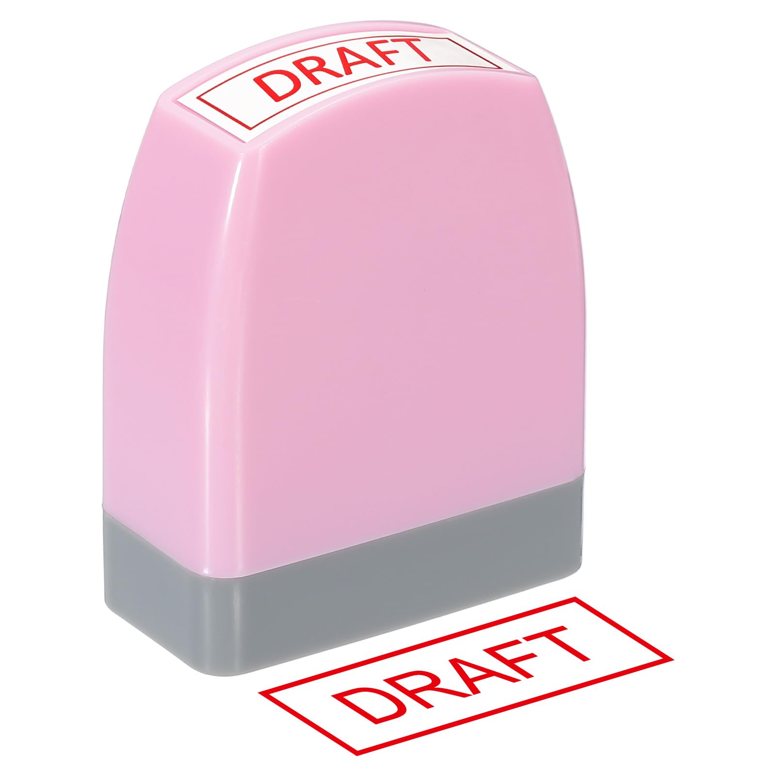 PATIKIL Draft Notice Stamp Self Inking, Red Ink Office Stamps Pre Inked Message Stamp Refillable Business Stamp, Pink