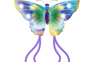 SNJOYFUL Butterfly Kite for Kids & Adults Easy to Fly, Large Kites for The Beach, Single Line Kite for Beginner, Come with 4 Long Tail and 300 FT String