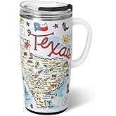 Swig Life 22oz Travel Mug, Insulated Tumbler with Handle and Lid, Travel Coffee Mug, Cup Holder Friendly, Stainless Steel 22 oz Tumbler, Reusable Insulated with Lid (Texas)