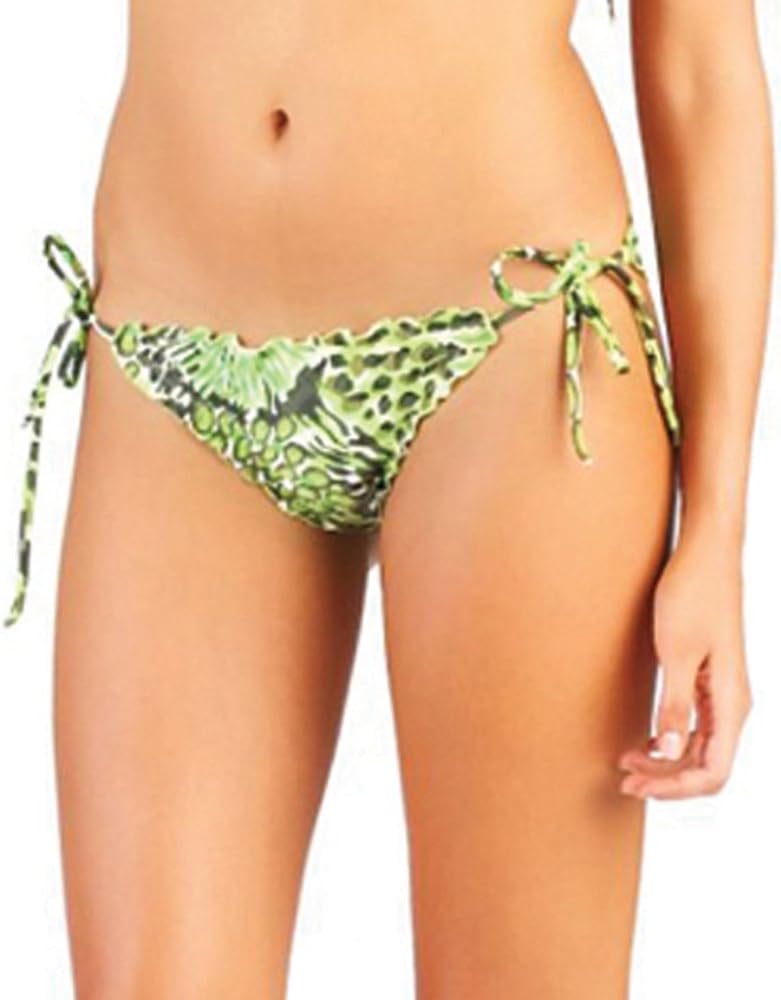 MAYA Original Less Coverage TIE Side Scrunch Bikini Bottom Swimwear’s “Seamless Effect” Bottom – Celebrity Favorite! (M, Green Amazonia)