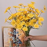 DongAi Artificial Flowers Daisy,10 PcsSilk Daisy,UV-Resistant Maintenance-Free Artificial Flowers,for Flower Arrangements Home Wedding Decor(20.5 inches ) (Yellow)