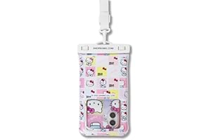 Sonix x Sanrio Waterproof Phone Pouch - Floating Phone Case Dry Bag w/Crossbody Lanyard - Beach Cruise Travel Essentials - Compatible w/All Devices, Touchscreen Friendly | Hello Kitty Grid