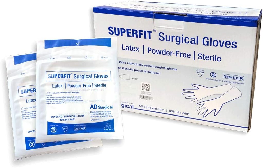 Latex Gloves. Surgical Sterile. Powerder-Free. 50 Pairs/Box