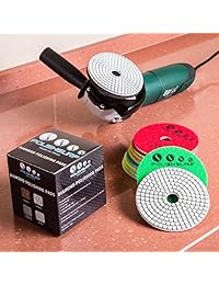 POLISHSURF   Almohadillas de pulido de diamante de 4.0 in en húmedo seco, juego de 11 + 1 almohadillas para pulir granito hormigón mármol