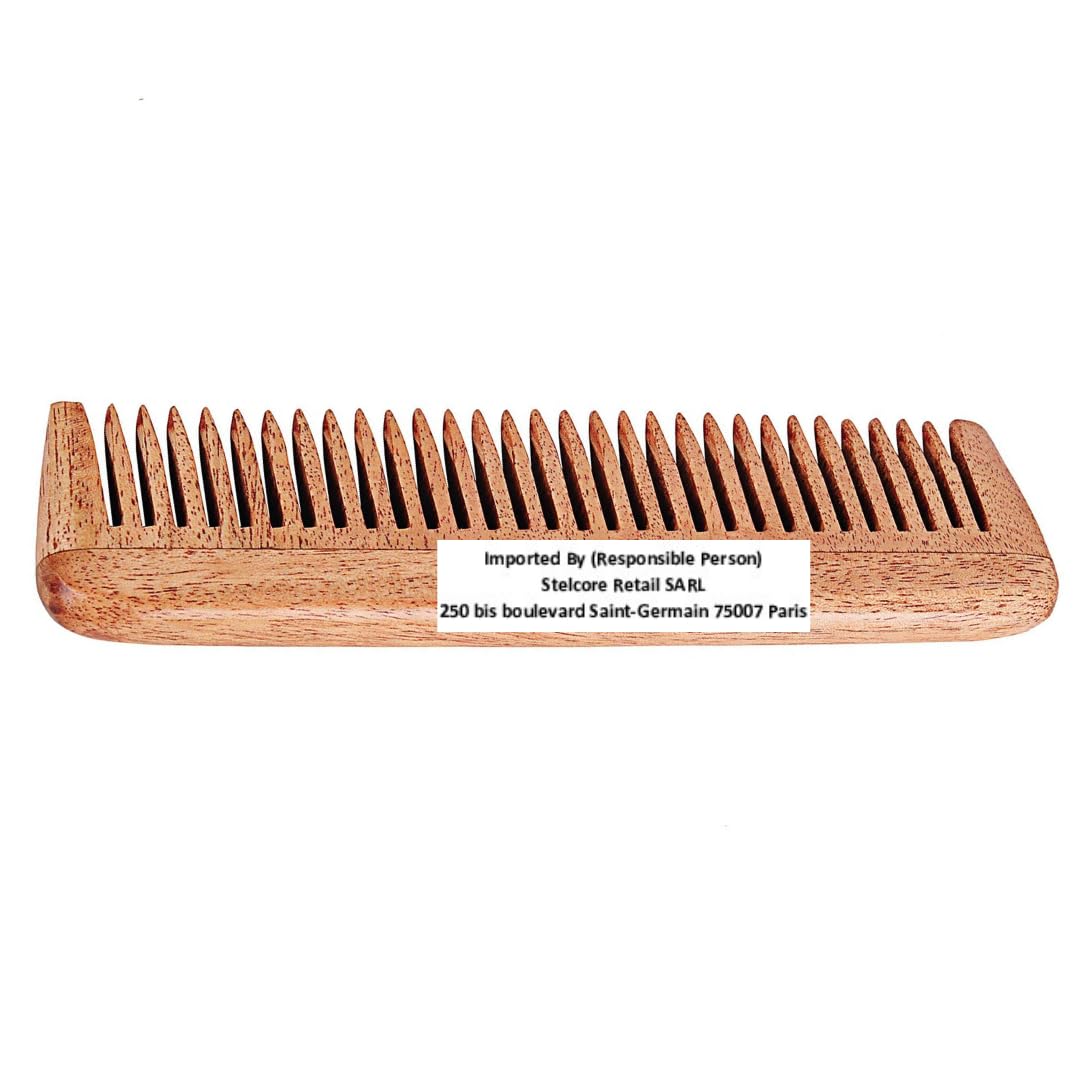 SVATV HANDCRAFTED NEEM-WOOD COMB FOR DETANGLING HAIR FOR THICK, CURLY AND WAVY HAIR, NON-STATIC AND ECO-FRIENDLY WITH WIDE TOOTH FOR GROOMING HAIR COMB FOR MEN & WOMEN - (N-5)