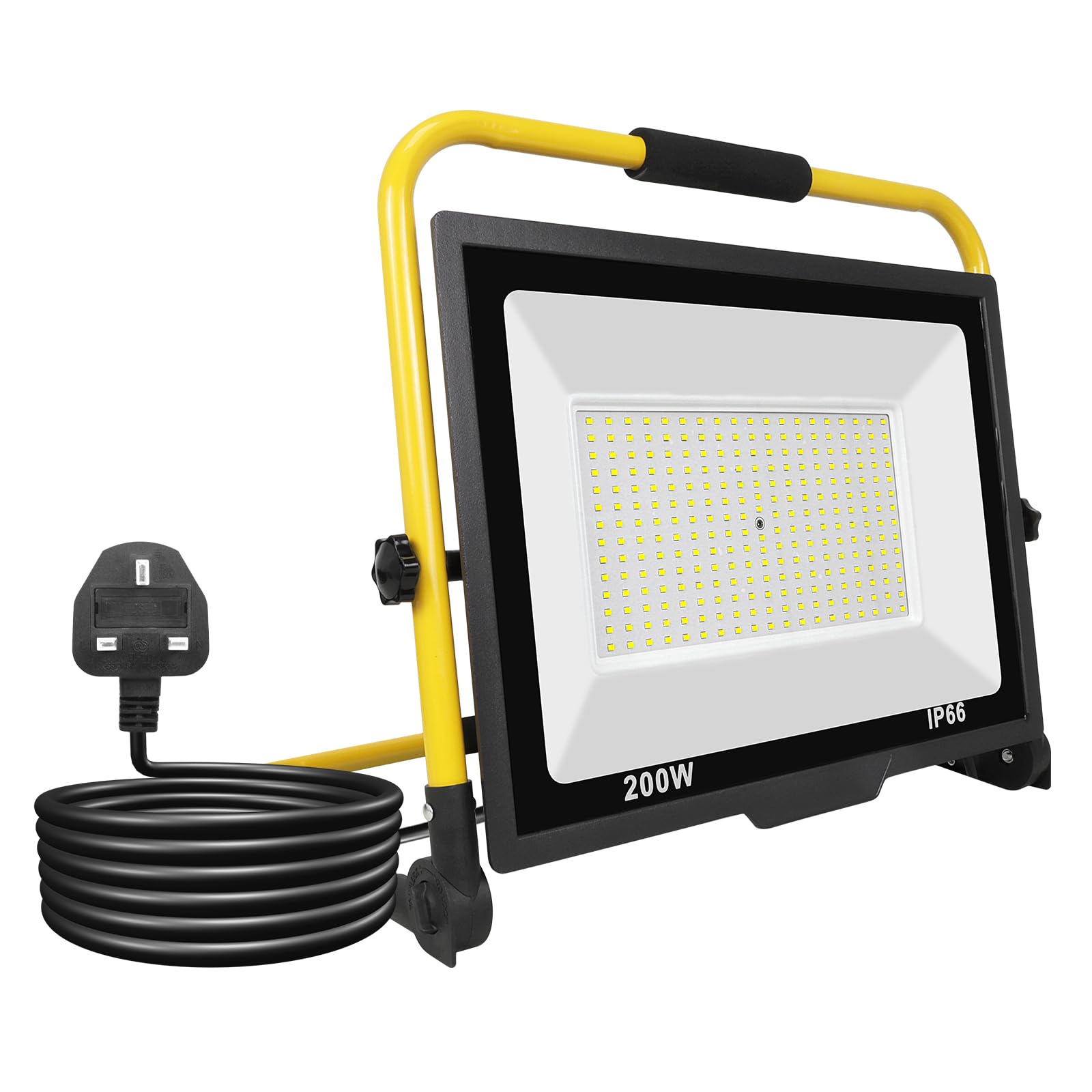 RIGIDON Portable Stand Led Work Light, 200W 20000 Lumens, Folding Floodlight, Job Site Lights for Home, Workshop, Garage, Garden, Security, Outdoor Lighting, 6000K 3M Wire with Plug