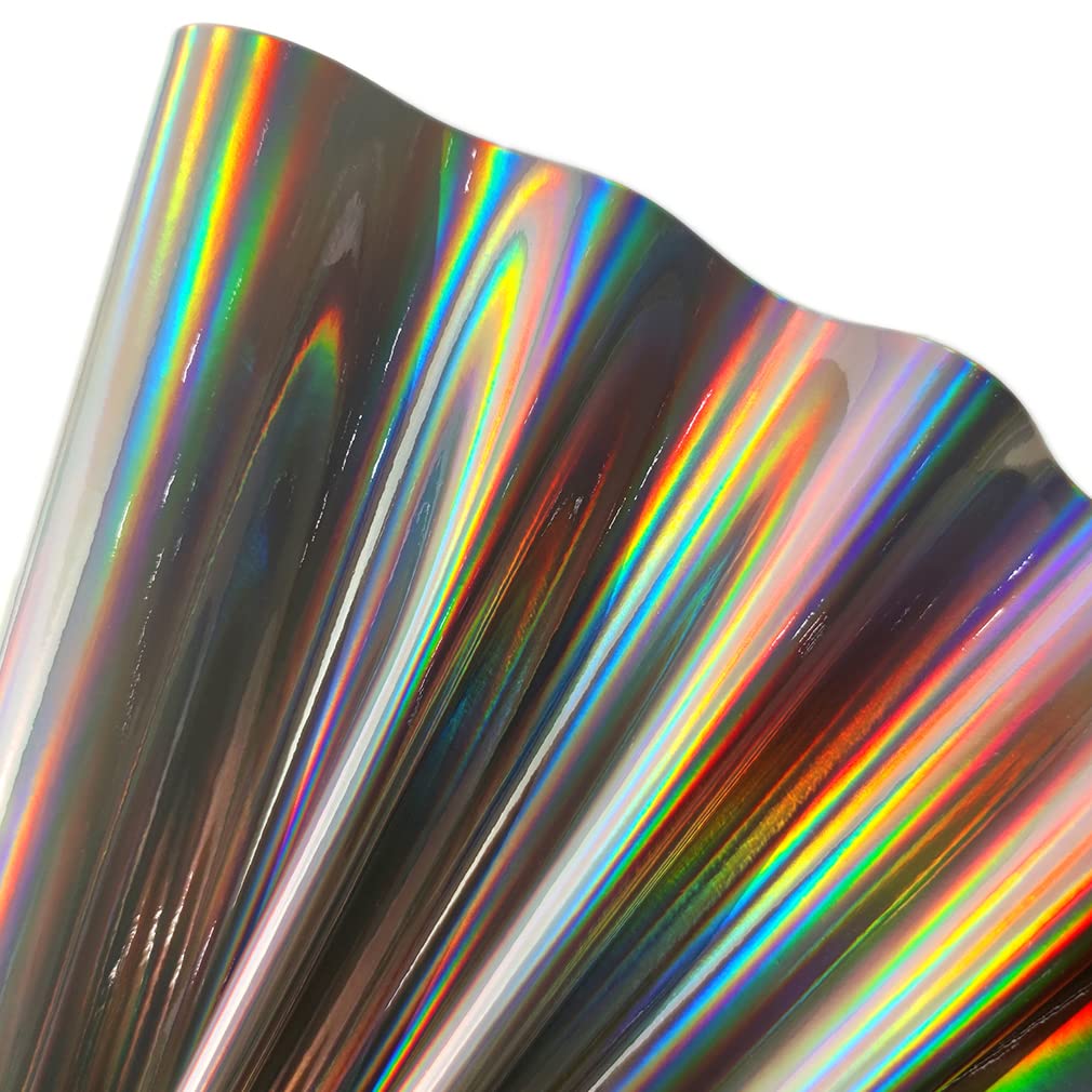 30x135cm Holographic Faux Leather Vinyl, Metallic Mirrored Crafts Fabric for Hair Bows Bags Keychains Making (Brown) — image 1