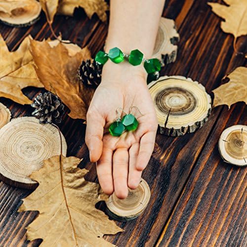 OKTIE Wooden Resin Green Hexagon Bracelet Earings Eco-Friendly Jewelry Hand Made Free Engraving on the box