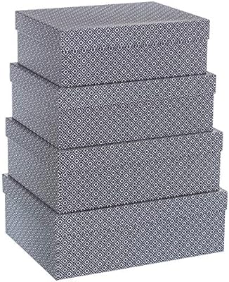 UNIMASA Set 6 Cajas cartón Forrado Flor 48x37x17 cm, Gris: Amazon.es: Hogar