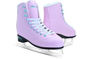 WELLWON Ice Skates for Women, Adult Figure Skates with Air Cushion, Classic White Figure Skating Shoes Size 5 6 7 8 8.5 9 10 10.5 with Velvety Lining for Indoor& Outdoor