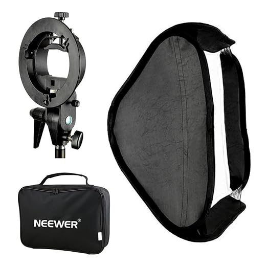 title=Neewer Softbox 80x80centimetri con Flash Staffa di Montaggio a Forma S e