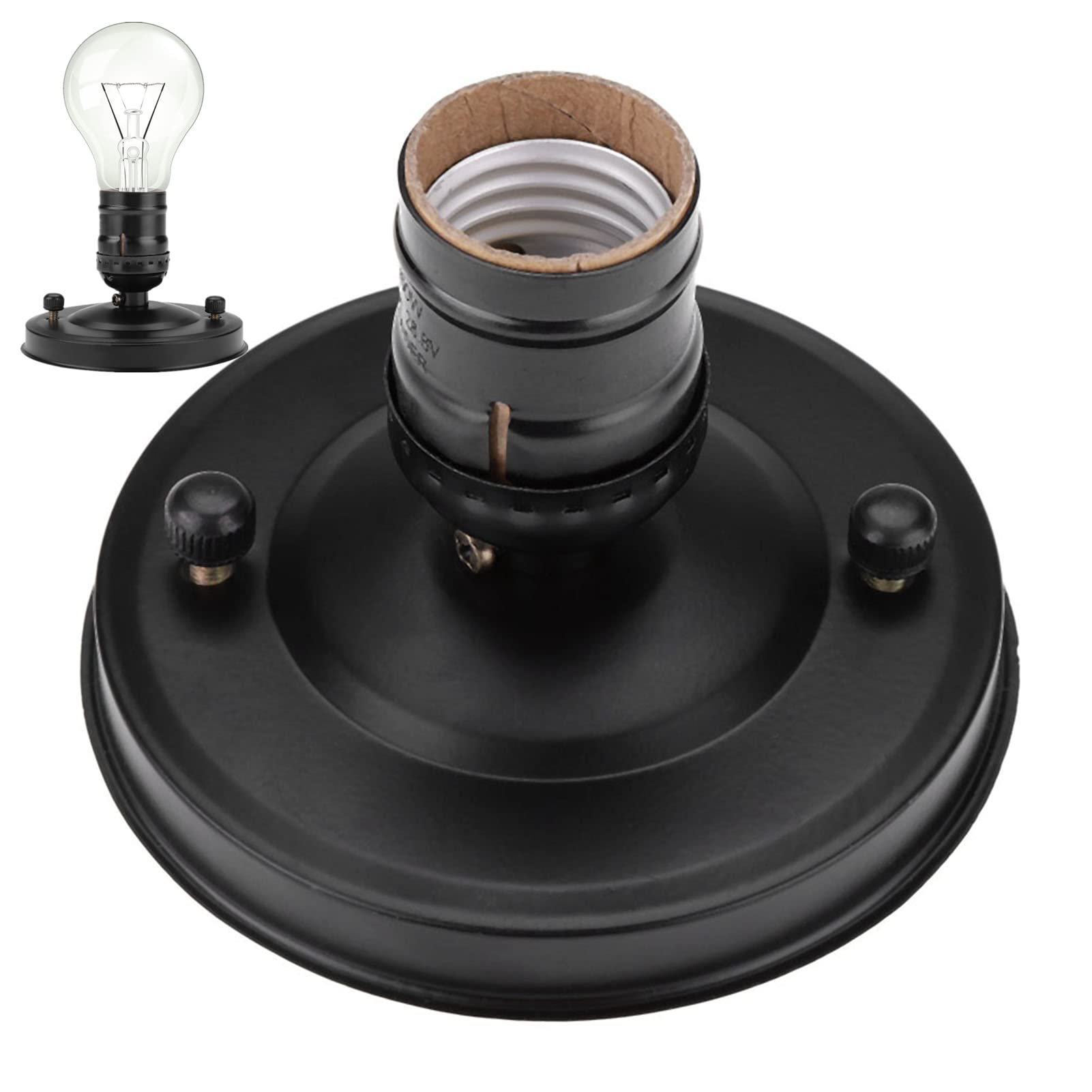 Vintage Ceiling Light Base Holder Industrial Mounted Wall Lamp Holder Fixture Chandelier Ceiling Light Socket Pendant Bulb Lamp Screw Socket for Home and Kitchen(Black)