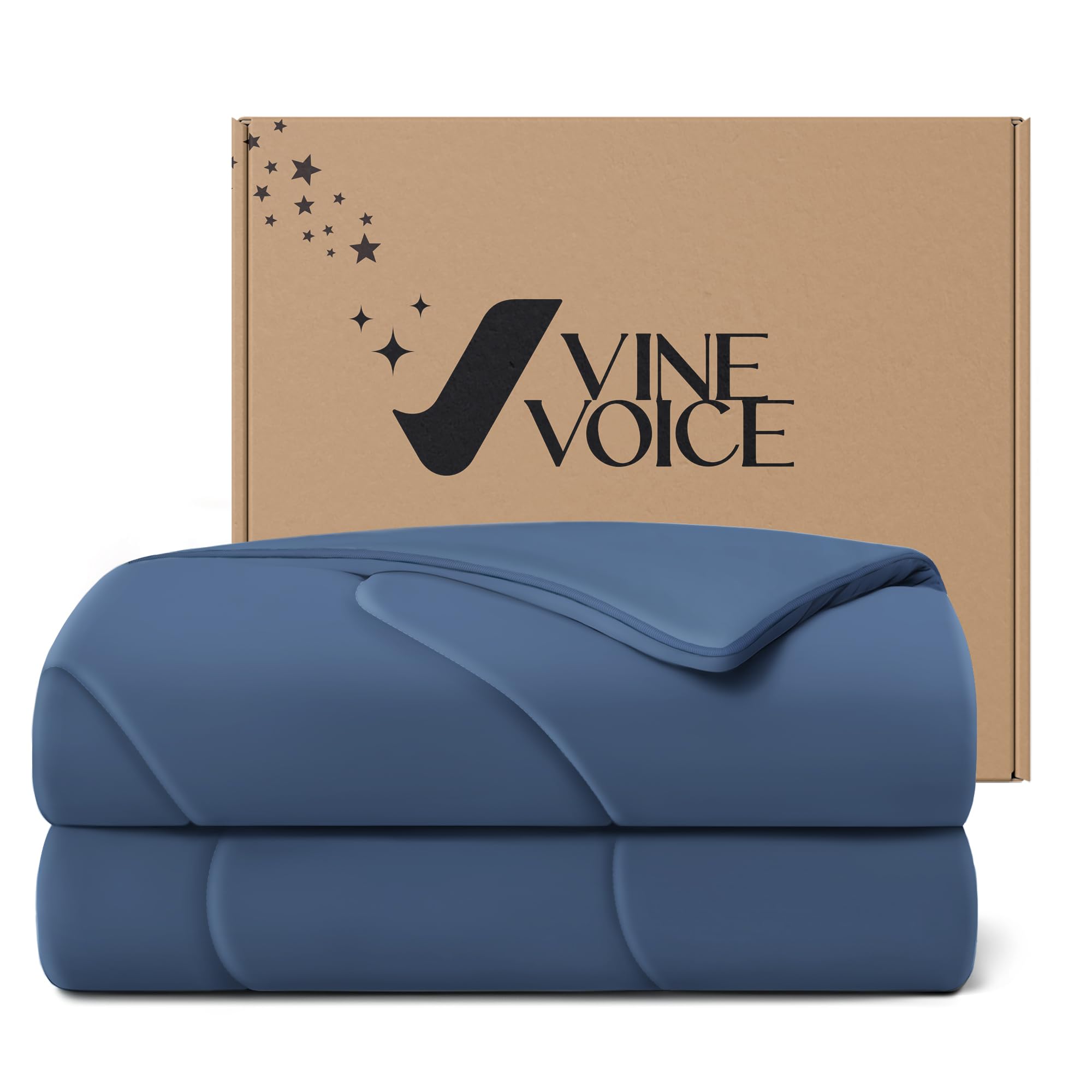 Photo 1 of Vine Voice Cooling Blanket Comforter Hot Sleepers Full/Queen Soft Cooling Blanket, Double-Sided Cool Bedding for Night Sweats, All-Season Lightweight Comforter(90 * 90inch, Midnight Blue)