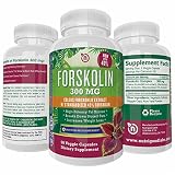 Pure Forskolin Weight Loss Supplement Organic Coleus Forskohlii Root Extract Boost Energy Enhance Metabolism Fat Burner Effective Diet Pill to Reduce Waist Increase Lean Muscle Potent Slimming Formula