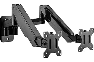 UPGRAVITY Dual Monitor Wall Mount, Double Monitor Wall Stand for Two 17-32 inch Flat/Curved Computer Screens, Height Adjustable Gas Spring Monitor Wall Monitor, Hold Up to 17.6lbs, VESA 75/100