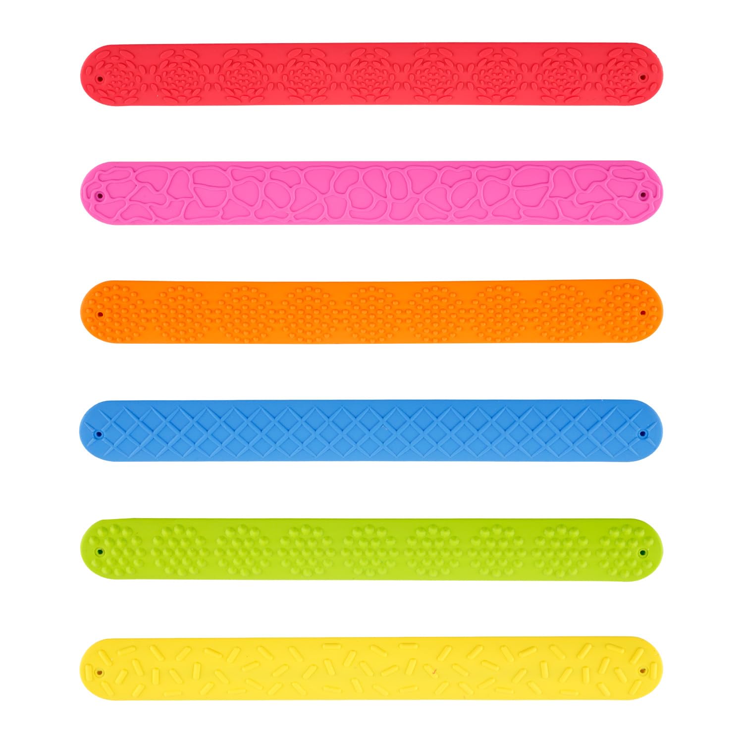 Tabanzhe 6 Pcs Sensory Slap Bracelets โ Textured Silicone Fidget Bands for Stress Relief Anxiety Calming, Wearable Wristbands for Travel Office Classroom