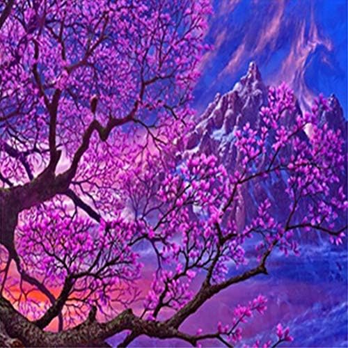 DIY 5D Diamond Painting Kit, Full Diamond Mountain Flower Landscape Embroidery Rhinestone Cross Stitch Arts Craft Supply for Home Wall Decor