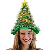 Bouory Christmas Tree Hats Xmas Hat Santa Hats Glitter Tinsel Hat Holiday Party Hair Accessories for Adults and Kids