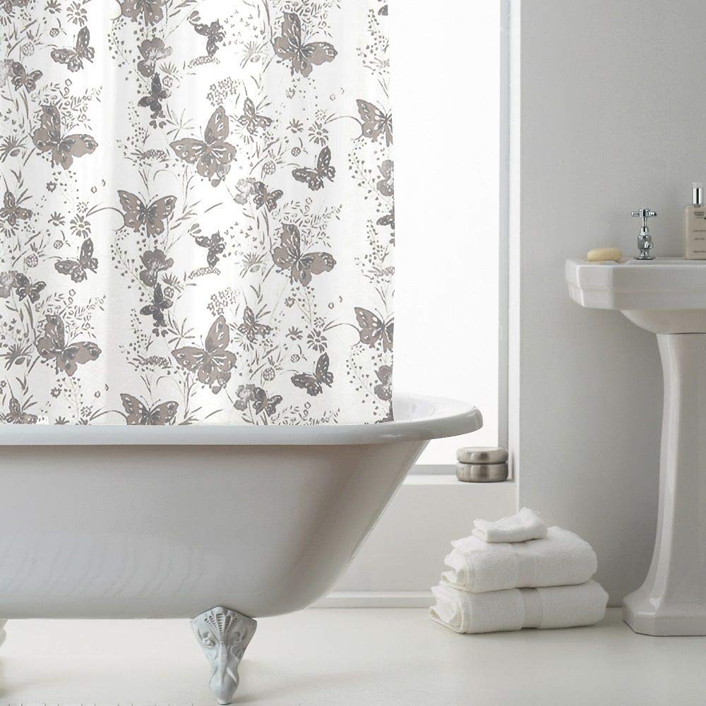 Luxury Modern Butterfly Bathroom Shower Curtain Silver 180 X
