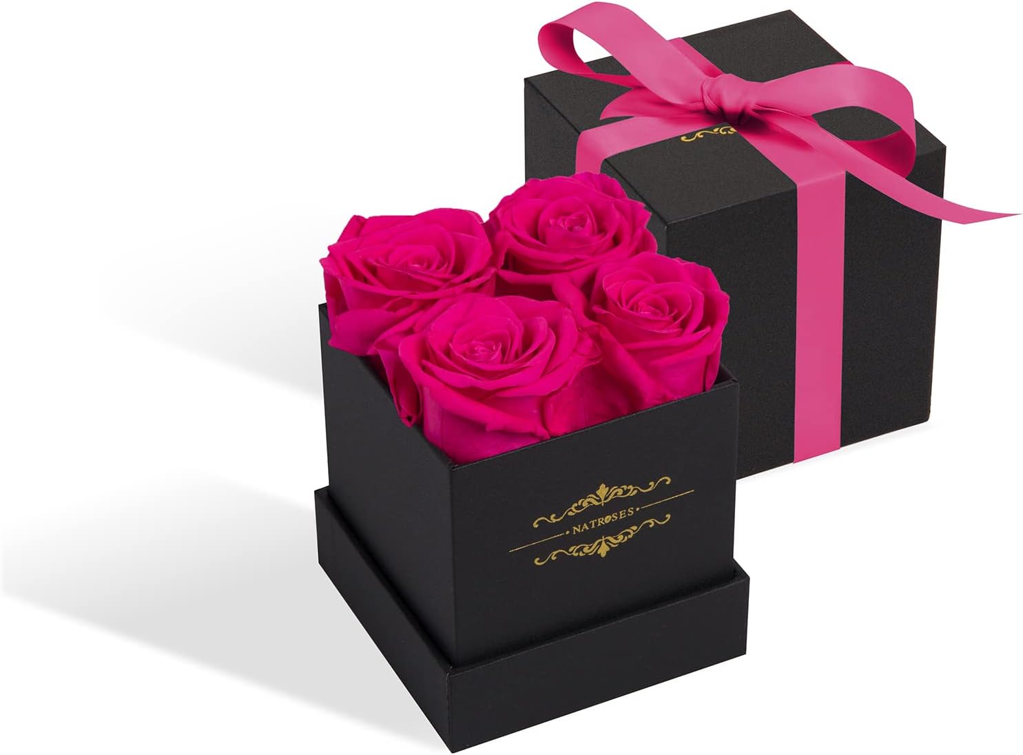 Dried & Preserved Flora - NATROSES Preserved Roses in a Box That Last Up to 3 Years, Long Lasting Roses Valentines Day Gifts for Her, from Daughter (Radiant Pink)