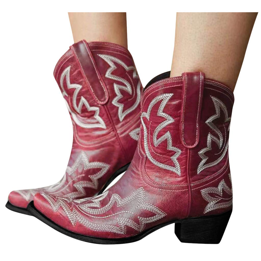 Hbeylia Cowboy Boots For Women Vintage Embroidery