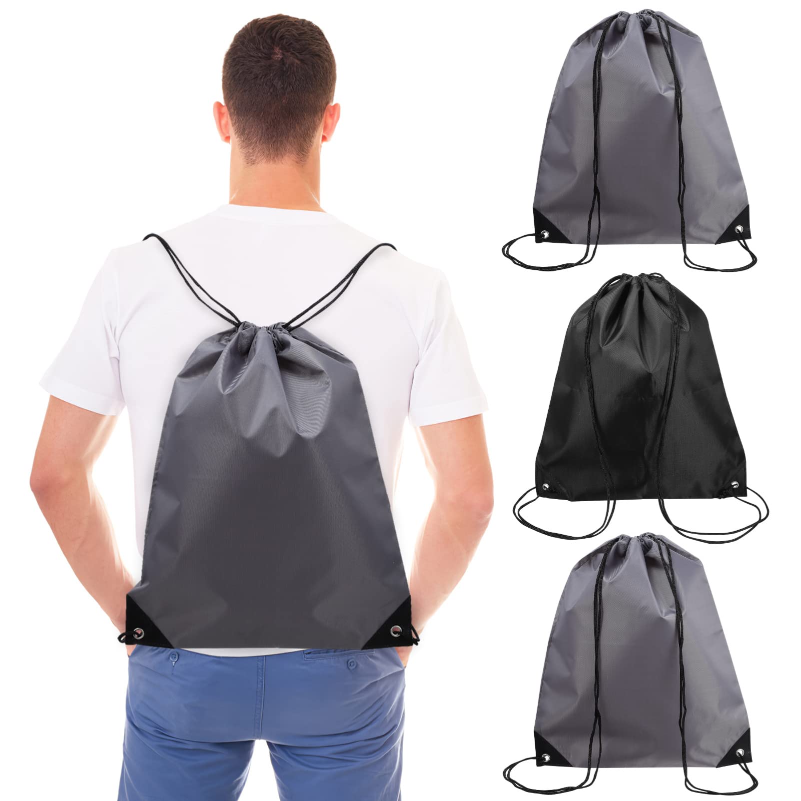 VALICLUD 4pcs Drawstring Backpacks for Men and Women Large Capacity Gym Bags for Sports Travel and Everyday Use