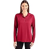 Cutter & Buck Coastline Epic Comfort Eco Recycled Womens Hooded Shirt, Cardinal Red, S