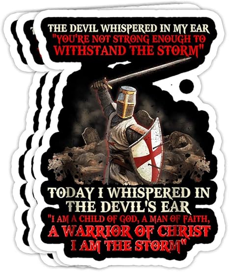 Amazon Com Peach Poem Knight Templar I Am A Child Of God A Warrior Of Christ 4x3 Vinyl Stickers Laptop Decal Water Bottle Sticker Set Of 3 Home Kitchen