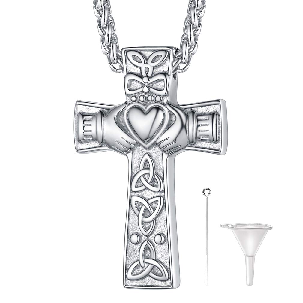 Faithheart Cross Cremation Jewelry for Ashes Human Urna Suptor Pet Ern Collar Celtic Accesorios de nudos Celtic