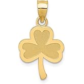 Solid 14k Yellow Gold 3 Leaf Clover Pendant Charm - 17mm x 12mm