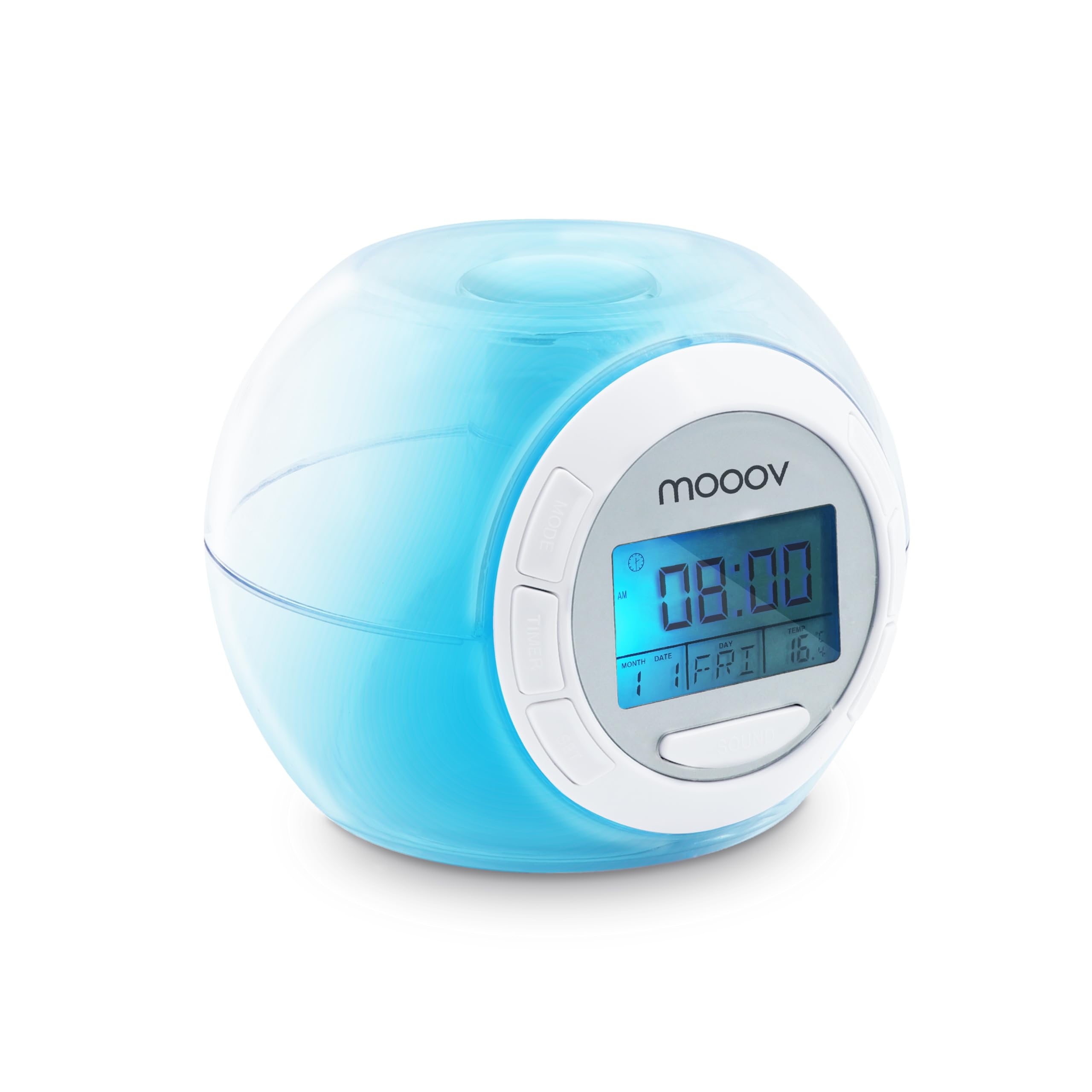Metronic 477007 Luminous Alarm Clock 7 Colours and 6 Melodies Nature Transparent