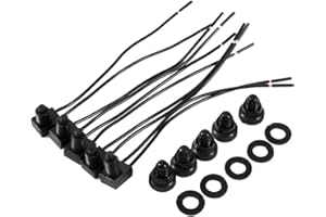 5 Pcs Waterproof Push-Button Switch On-Off Switch, 12V Light Wired Push-Button Single Pole Switch with 4" Wire for Motorcycle