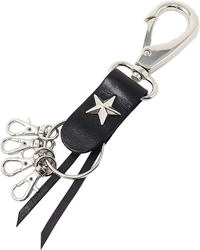 Amazon H N Z 本革 カラビナ メンズ キーホルダー キーチェーン キーリング バイカー Black Qlky 017bk H N Z キーホルダー チェーン